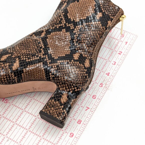 Veronica Beard Women Marla Snake Print Leather Back Zip Ankle Boots size 6.5 - Picture 5 of 10